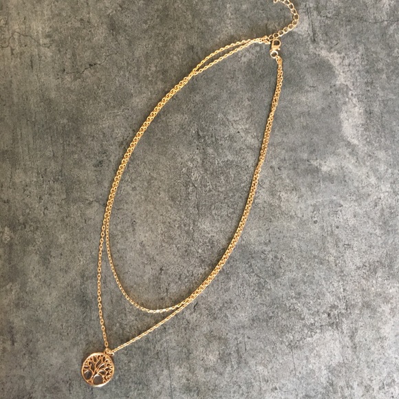 Tree of Life Double Layer Gold Toned Necklace. - Picture 6 of 8